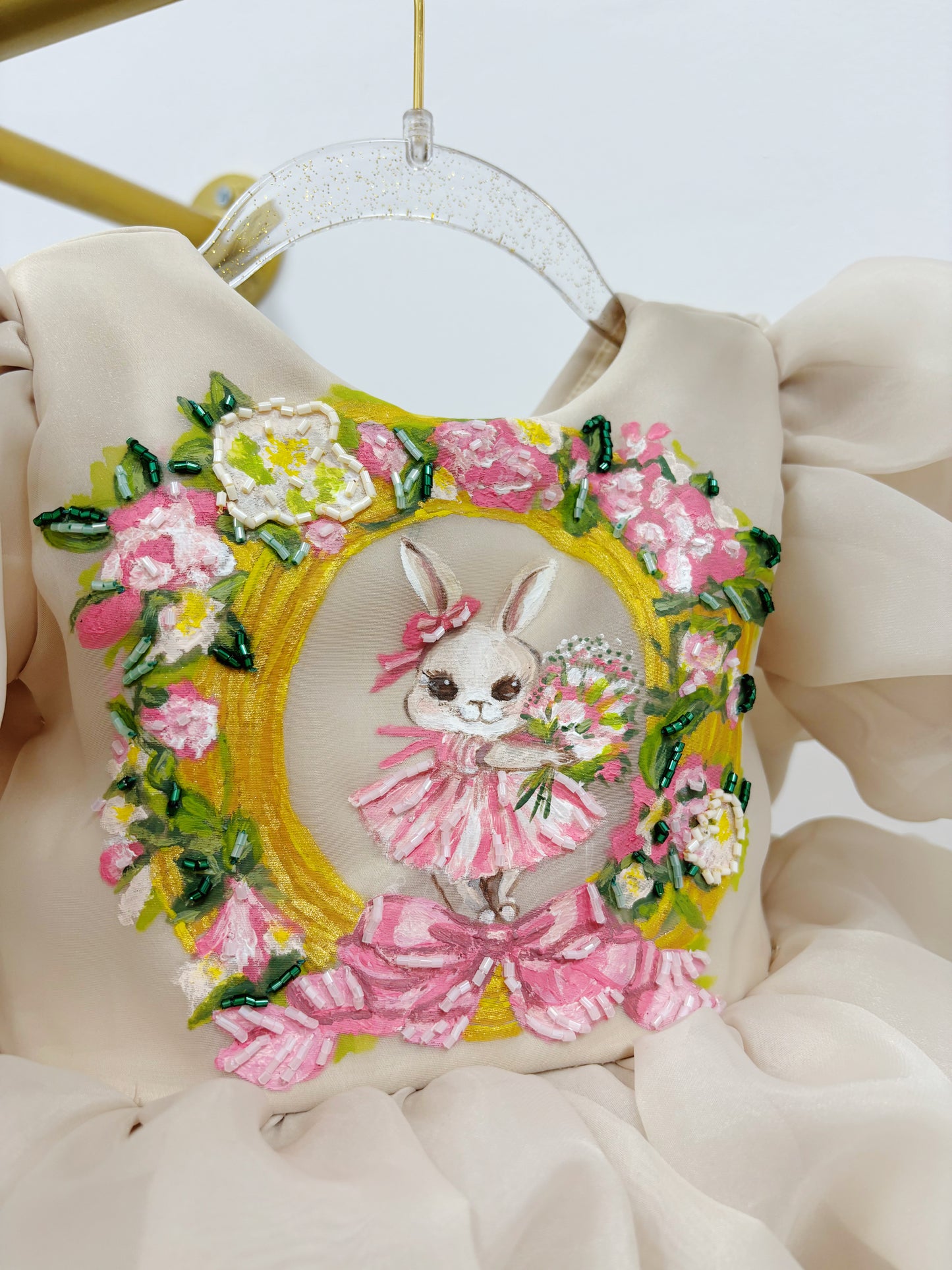 DANIELA Dress with hand-painted acrylic motif